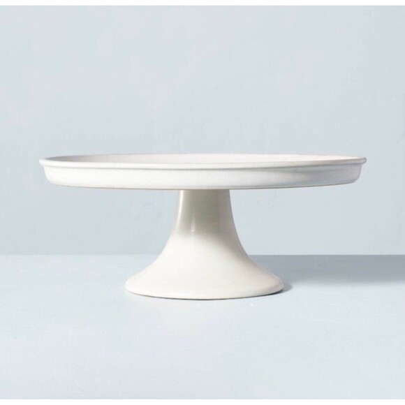 11" Modern Rim Stoneware Cake Stand Cream - Hearth & Hand with Magnolia - New - Picture 1 of 5